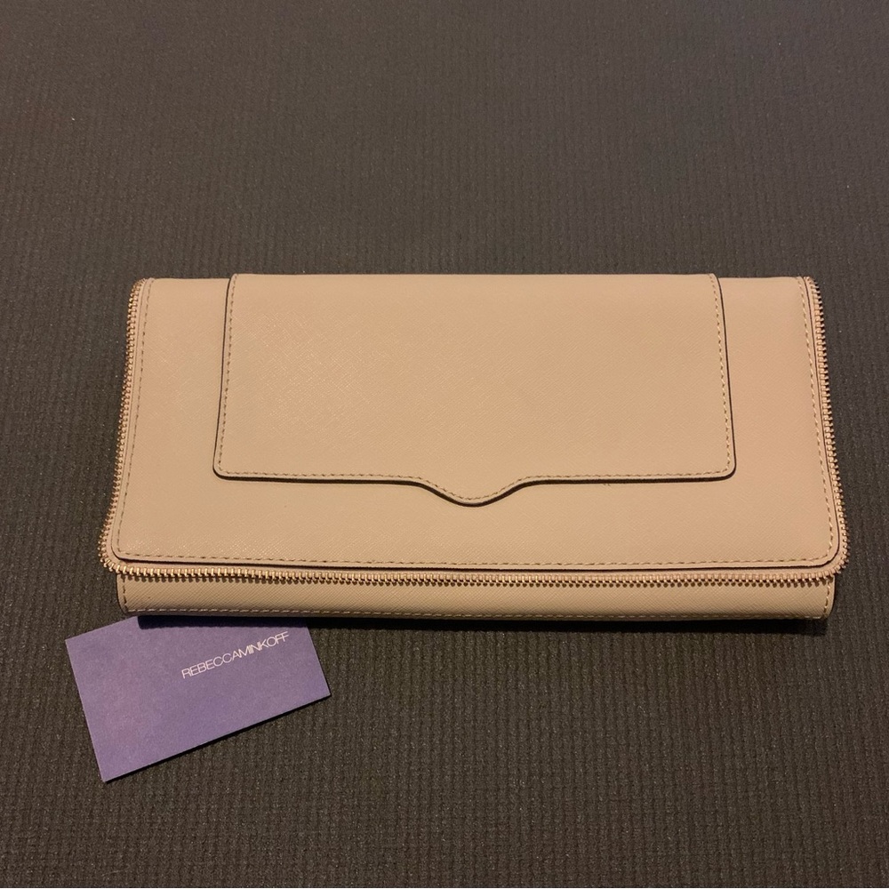 Rebecca Minkoff cream leather clutch wallet